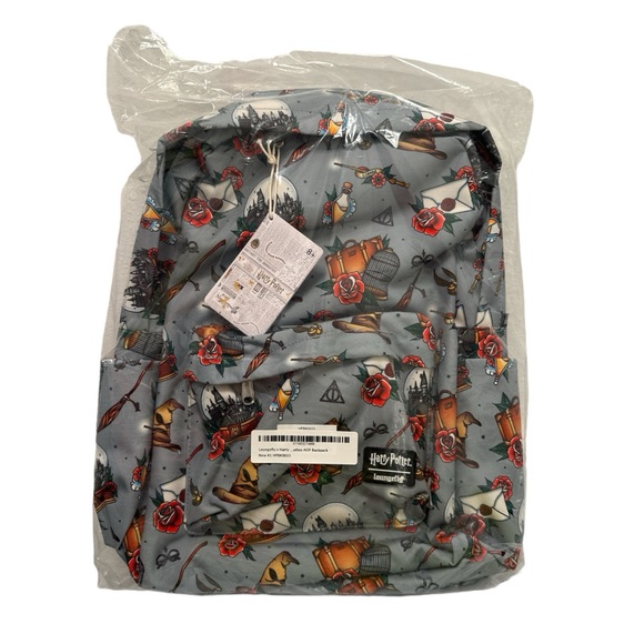 NEW Loungefly Universal Studios Harry Potter Relics Tattoo Canvas Backpack - Picture 3 of 4